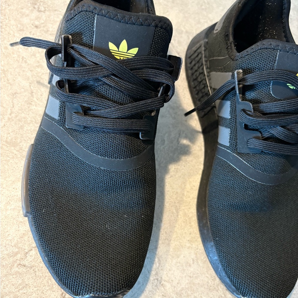 Adidas NMD R1 Black Yellow Trefoil Primeknit Men's Sneakers